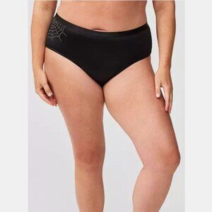 Torrid - Mid Rise Cheeky Panty With Diamante Spider Web Detail , Rich Black